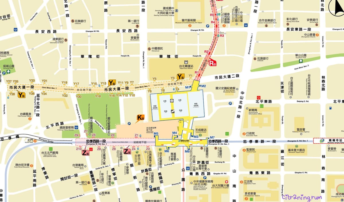 地図の台北地下街