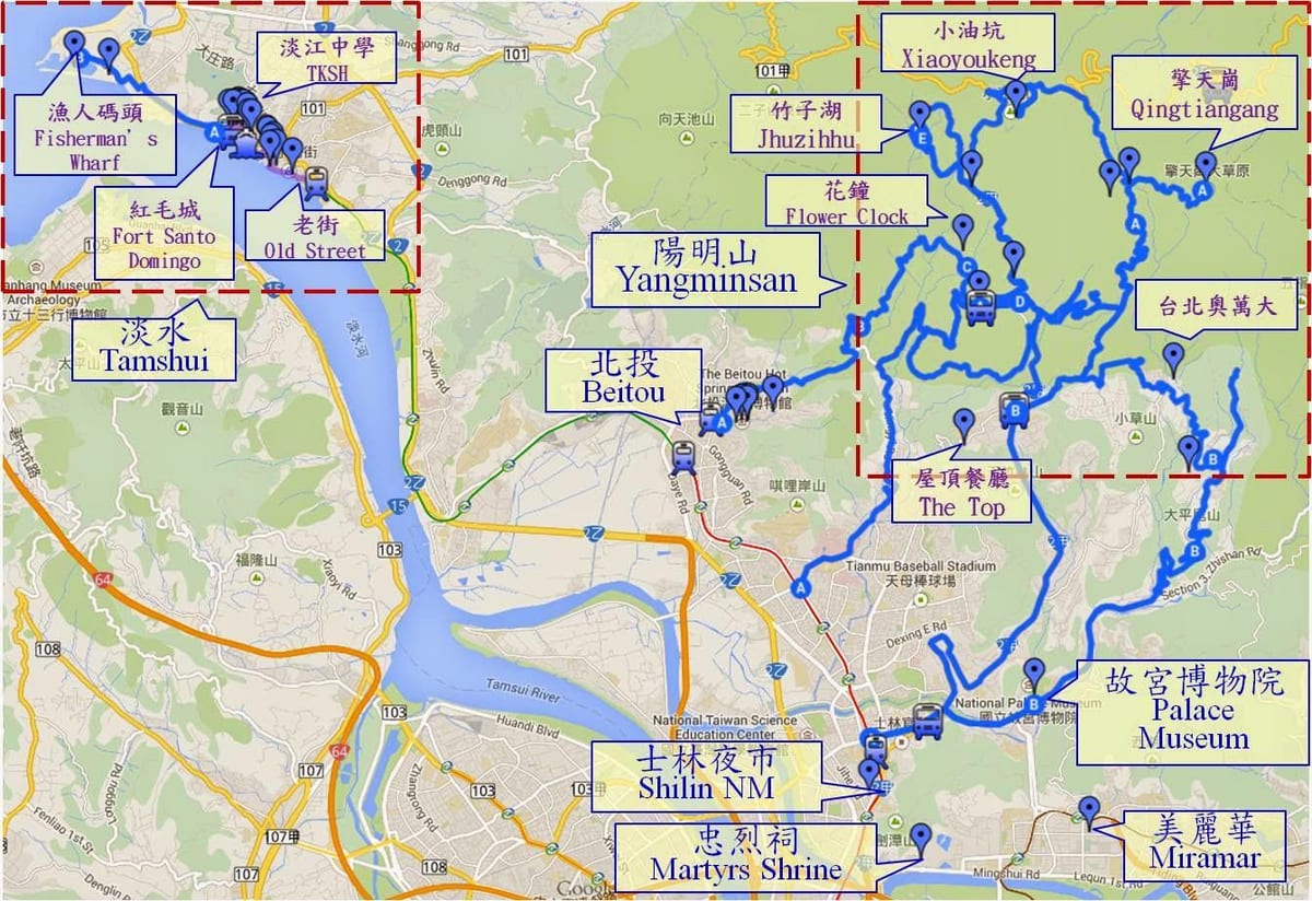 地図の北投台湾