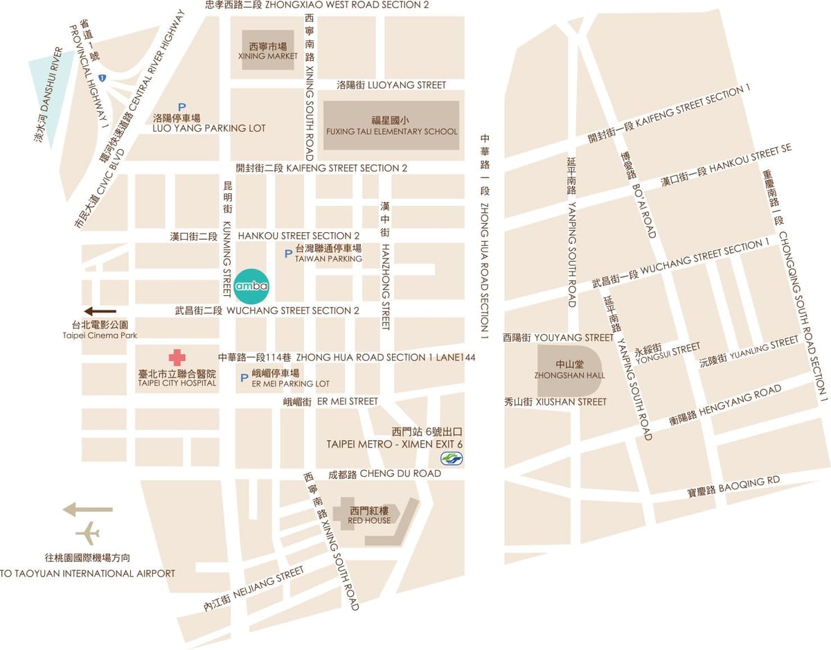台北の西門町地区の地図