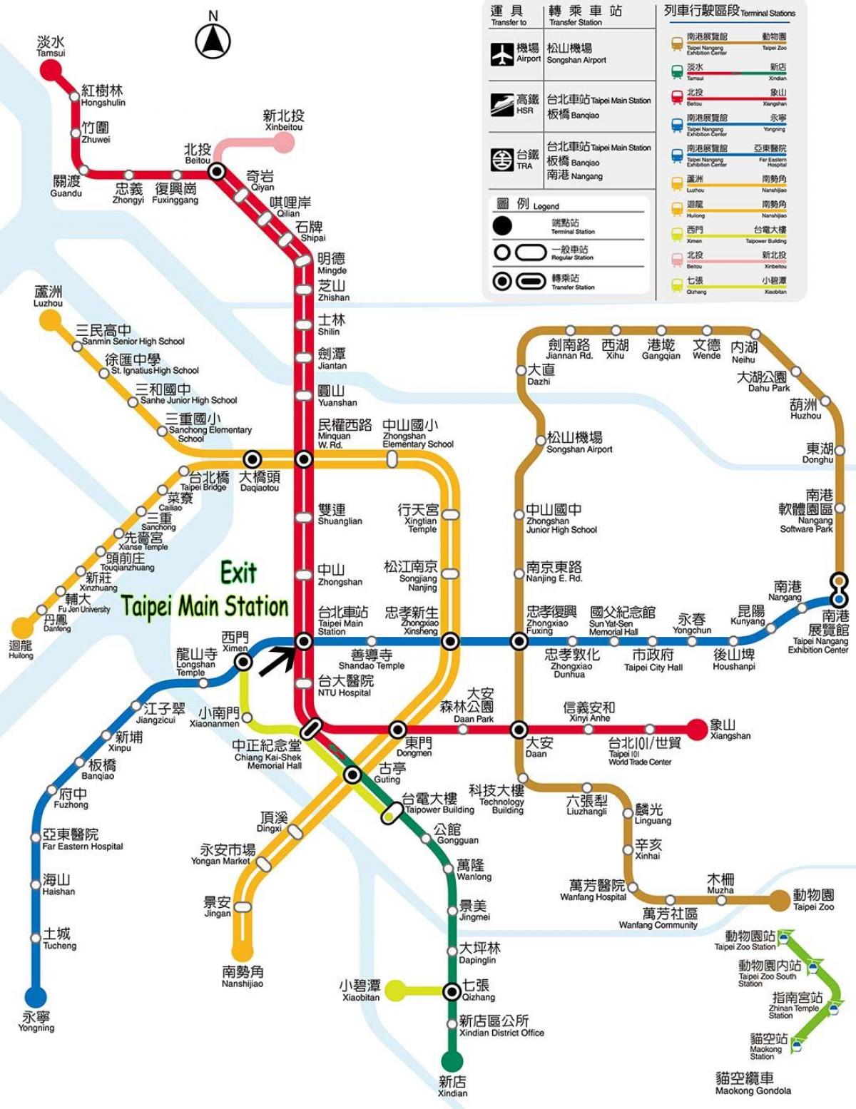 台北の主要鉄道駅の地図
