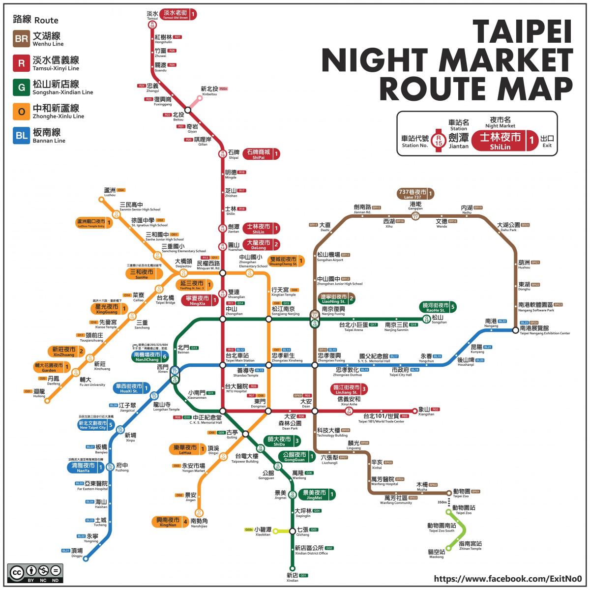 地図の台北市立夜市場