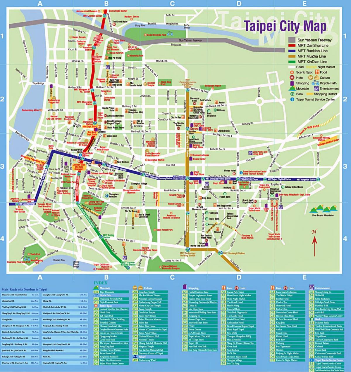 台北の観光スポットを地図
